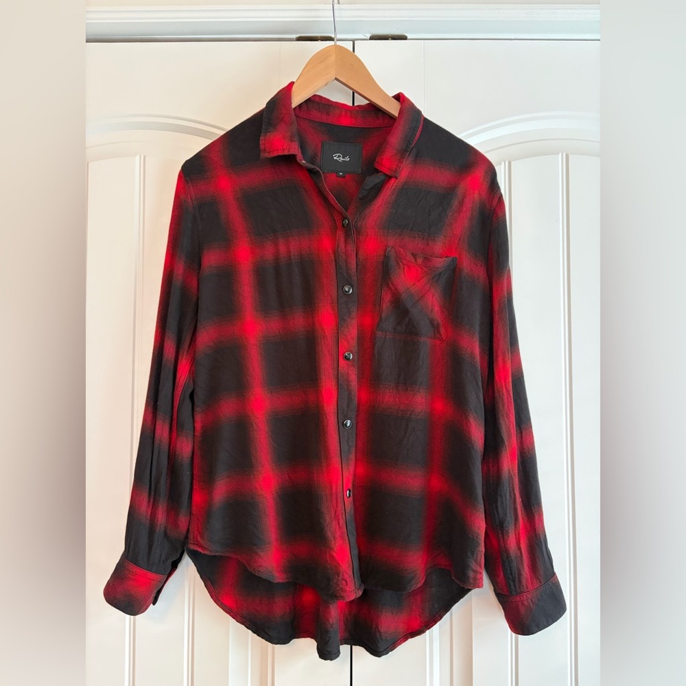 Rails Hunter Diffused Cardinal Black Women's‎ Button Down Shirt Size Medium